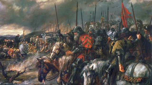 Painting of the morning of the Battle of Agincourt, 1415